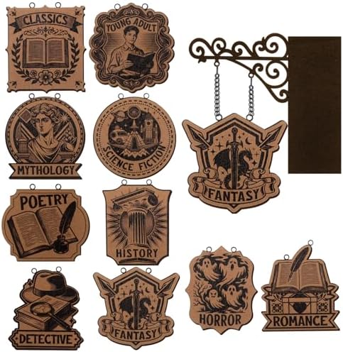 Yalikop 10 Set Book Shelf Dividers Decor, Hanging Shelf Sign with Brackets by Yalikop
