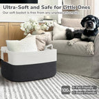 Goodpick 75L Extra Large Woven Rope Blanket Basket, Rectangle, Dark Gray - Image 5