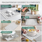 Stone Dish Drying Mat Collapsible Diatomaceous Earth Absorbent Mat Quick Dish Drying Pad Dish Rack Pad Match Any Counterto Multiple Usage for Kitchen,Bathroom (Light-Gray Frosted Pattern, 24"L x 16"W) - Image 7