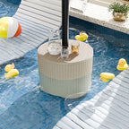 Umbrella Side Table, Umbrella Table with 1.9 Inch Hole, Heavy Duty Umbrella Stand Outdoor Base, Patio Fluted Umbrella Base, Pool Table Umbrella Holder for Deck, Poolside, Garden, Beige - Image 6