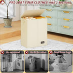 150L Laundry Hamper 2 Section, Large Laundry Hamper with Lid, Dirty Clothes Hamper with 2 Removable Inner Bags, Collapsible Laundry Basket Organizer for for Clothes Toys Towels, Hamper 2 Compartment - Image 5