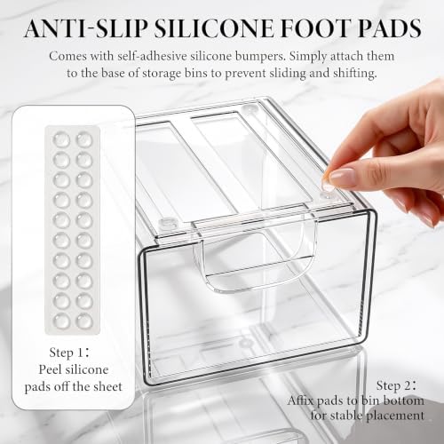 Clear Stackable Storage Drawers Set of 5 Bathroom Makeup Organizer Bins - Image 3