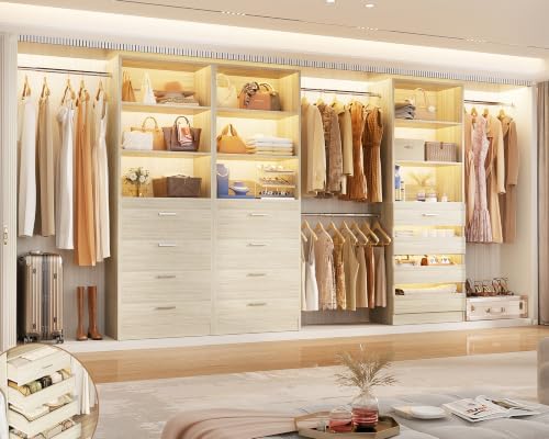Aheaplus Closet System with 12 Drawers, 8.5-11.5Ft Closet Organizer System by Aheaplus
