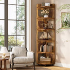 Tribesigns 6-Tier Corner Bookshelf, Tall Narrow Corner Shelf Bookcase with Hollow Design, Farmhouse Skinny Display Shelf for Living Room, Bedroom, Small Space, Yellow by Tribesigns