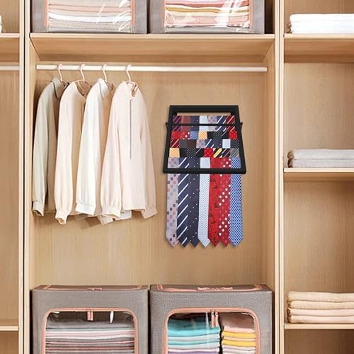 Tie Rack Wall Mounted, Adjustable Angle Tie Organizer for 60 Ties & Scarves - Image 6