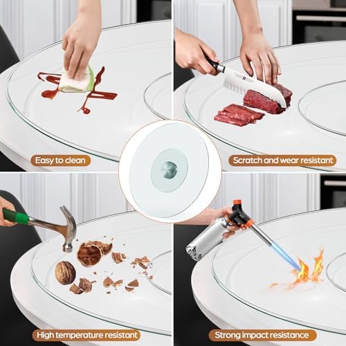 39" Glass Lazy Susan for Dining Table - Tempered Glass Round Clear Tabletop Large Rotating Tray, Silent & Smooth Spin (39inch/100cm) - Image 4
