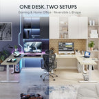 FLEXISPOT 71 x 63 Reversible L-Shaped Electric Standing Desk, Maple - Image 4