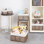 Vagusicc Wicker Storage Basket, 6 Pack Baskets for Organizing, Wicker Baskets with Handle, Rectangular Woven Basket for Storage Shelves, Cube Storage Bins for Closet/Clothes/Dresser, Brown - Image 6