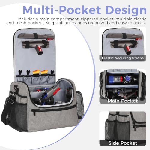 Car+Boat Vacuum Storage Bag Compatible with Dyson V7 - V15 – Organizer Case for Cordless Handheld Vacuum & Accessories, Travel Carrying Bag with Adjustable Dividers for Home, Car, RV & Garage (Gray) - Image 2