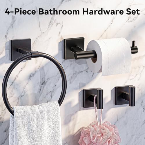 4-Piece Towel Holder Set, Black Bathroom Accessories Set - Image 3