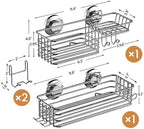 LEVERLOC Shower Caddy Suction Cup, 2 Pack Silver Bathroom Shower Organizer - Image 4