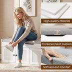 47.2" Storage Bench - Entryway Shoe Bench with 4 Doors and Top Storage Area, Multifunctional Entryway Bench with Lift Top Cushion, Shoe Storage Bench for Bedroom, Living Room, White - Image 7