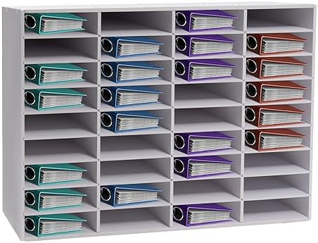 36-Slots File Organizer Box, Desktop File with Adjustable Shelves, Mailbox Paper Organizer for Office, Home, Classroom, Mailrooms Organization by Tiardocge