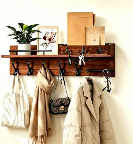 Wooden Wall Mounted Coat Rack for Entryway, Coat Rack Wall Mount with Shelf by GUDGIchoiceforfamilylife