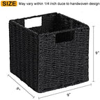 Vagusicc Wicker Basket, Set of 2 Woven Storage Baskets for Shelves, Foldable Cube Storage Basket Bins with Handles, 9 inch Small Storage Baskets for Organizing Pantry Bedroom, Black - Image 2