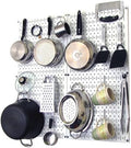 Wall Control Kitchen Pegboard Organizer Pots and Pans Storage Rack Organization Kit with White Pegboard and White Accessories by Wall+Control