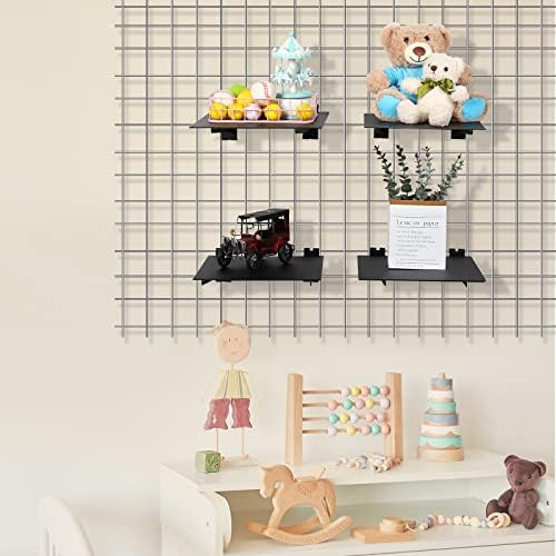Blulu 20 Pcs 12" Gridwall Knife Shelf Bracket with Lip Metal Wire Gridwall Brackets Hooks Grid Wall Panels Hanger Heavy Duty Shelf Grid Wall Accessories for Home Business Boutique Display (Black) - Image 5