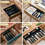 Silverware Organizer, 2 Pack 10 Inch Utensil Organizer Kitchen Drawer Organizer Bamboo Silverware Holder Cutlery Tray Organizer in Drawer Flatware Organizer Tray(5 slots, Black） - Image 6