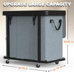 Laundry Basket with Wheels, 230L(60Gal) Laundry Sorter 3 Section - Gray - Image 6