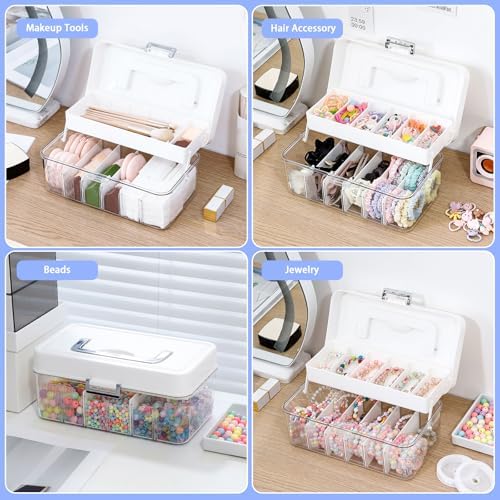 FABROK 2 Pack Portable Hair Accessories Organizer Box for Girls, Plastic - Image 5