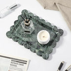 Koville Scalloped Marble Tray, 11"x8" Marble Vanity Tray for Countertop Bathroom Kitchen Dresser, Natural Stone Tray for Jewelry Perfume Home Decor, Decorative Catchall Trays(Green) - Image 3