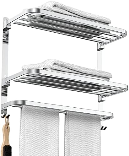 CAXIMSY 22.8Inch Towel Rack for Bathroom and Lavatory Towel Hanger with Wall Mount Towel Bars 304 Stainless Steel No Drill (Collapsible Towel Rack) by CAXIMSY