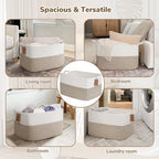 Goodpick 75L Extra Large Woven Rope Blanket Basket, Rectangle, Light Brown - Image 4