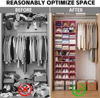 30 Section Hanging Shoe Organizer for Closet, Hanging Closet Organizer and Storage Space-Saving Foldable Clothes Shelf with Sturdy Hooks for Wardrobe, Dorm, Bedroom, Rv, Pink - Image 6