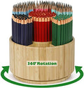 Bamboo Rotating Pencil Holder for Desk,Pen Holder with 7 Compartments by Houtingmaan