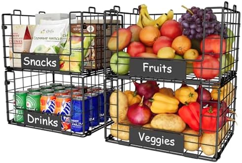 JKsmart 4 Pack XL Stackable Wire Baskets, Pantry Organizers and Storage - Image 7