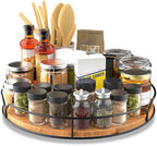 Lazy Susan Turntable Organizer for Cabinet Pantry Kitchen Countertop Refrigerator Cupboard, Pine Wood (Carbonized Black, 14“) by AXTEE