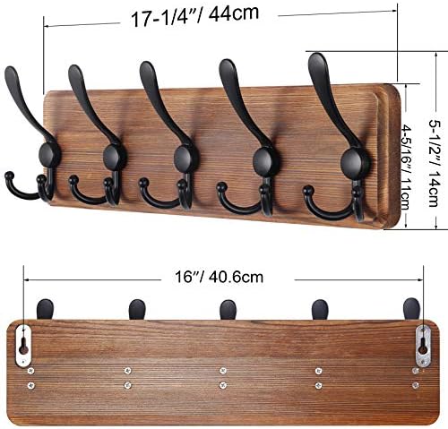 SKOLOO Rustic Coat Rack Wall Mount, 16" Stud Spacing, Solid Wood, Brown - Image 4