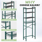 Kalrin Over-The-Toilet Storage Rack, 4-Tier Bathroom Organizer Shelf Over Toilet with Adjustable Shelf and Basket, Freestanding Space Saver Bathroom Shelves Above Toilet for Room (Green- Black) - Image 6