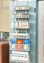 6-Tier Over The Door Pantry Organizer,Hanging Spice Rack,Grid Basket,White by Bunoxea