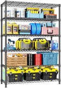 IZEUK 6-Tier Heavy Duty Metal Wire Shelving Unit, Adjustable Storage Rack Organizer for Garage, Kitchen, Office, Basement, Warehouse (Black, 17.7" D x 47.2" W x 82.7" H) by IZEUK