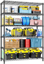 IZEUK 6-Tier Heavy Duty Metal Wire Shelving Unit, Adjustable Storage Rack Organizer for Garage, Kitchen, Office, Basement, Warehouse (Black, 17.7" D x 47.2" W x 82.7" H) by IZEUK