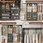 Aheaplus Closet System, Wood Closet Organizer System with Drawers,Black Oak - Image 2