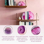 Geode Bookends Agate Decor Book Ends Unique Crystal Bookend Dyed Pink for Home Decorative 1 Pair 2-3 Lbs - Image 3
