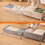 60L Large Under Bed Storage with Wheels Pack of 2, Underbed Shoe Container Bin with Clear Lid Cover, 10.5 Inches Rolling Under Bed Drawer Storage Bag Basket for Boots Quilt Sweater - White - Image 6