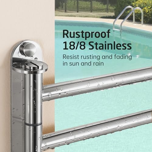 KES Swivel Towel Rack, Swing Arm Towel Bar 4-Arm Extra Long 19.5" Swing Out Towel Rack for Bathroom Wall, Hand Towel Rack Wall Mounted 18/8 Stainless Steel Polished Finish, A2103S4L50 - Image 6