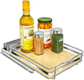 LYNK PROFESSIONAL® Élite™ Pull Out Spice Organization for Cabinets - 8-3/8 inch Wide – Spice Rack for Inside Cabinets – Wood/Chrome - Sliding Spice Rack Organizer for cabinet – Spice Rack - 1 Tier by LYNKPROFESSIONAL