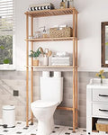 AmazerBath Bamboo Over The Toilet Storage Shelf, 3-Tier Bathroom Over Toilet Organizer Rack, Freestanding Above Toilet Shelf for Bathroom, Laundry, Space Saver, Natural Color by AmazerBath