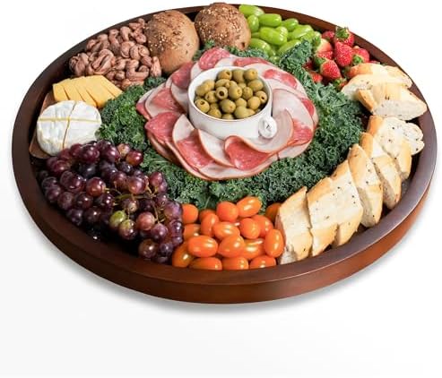 CONMEOCON- 22" Large Wooden Lazy Susan for Table Top, Kitchen Countertop Organizer with Modern Farmhouse Style, Lazy Susan for Charcuterie Boards Cheese Board by ConmeoconHomeDecorating