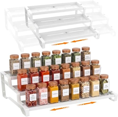 2 Pack Spice Rack Organizer for Cabinet, 13-21.5" Expandable Spicy Shelf by PEEKUP