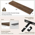 RICHFOCUS Bathroom Floating Shelves for Wall 2Pack|Walnut|32" L - Image 3