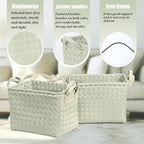 BROWNLILY Handwoven Clothes Basket Laundry Hampers Large Wicker Storage Baskets for Shelves Blankets Closet Storage Bins Car Bedroom Bathroom Organizers and Storage Bath (Pack of 4, Green) - Image 2