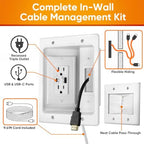 in-Wall TV Cable Management Kit with Power, AC Outlet & USB-A + USB-C Ports - Image 2