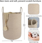 Woven Cotton Rope Laundry Basket Hamper, 16" x 22" Large Oatmeal - Image 2