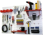 Wall Control Pegboard Organizer 4 ft. Metal Pegboard Standard Tool Storage Kit with White Toolboard and Red Accessories by Wall+Control