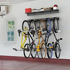 TORACK Wall Mounted Bike Storage Rack with Shelf, 6 Bikes Hangers - Image 2